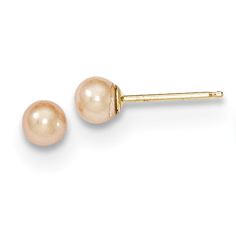 14k 3-4mm Pink Round FW Cultured Pearl Stud Earrings X30PPI - shirin-diamonds