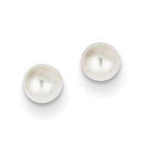 14k 4-5mm White Button FW Cultured Pearl Stud Earrings X40BW - shirin-diamonds