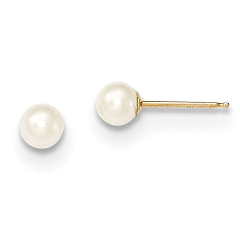 14k 4-5mm White Round FW Cultured Pearl Stud Earrings X40PW - shirin-diamonds