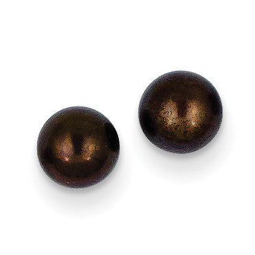 14k 5-6mm Black Button FW Cultured Pearl Stud Earrings X50BB - shirin-diamonds