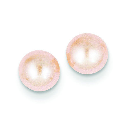14k 6-7mm Pink Button FW Cultured Pearl Stud Earrings X60BPI - shirin-diamonds