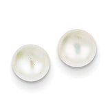 14k 6-7mm White Button FW Cultured Pearl Stud Earrings X60BW - shirin-diamonds