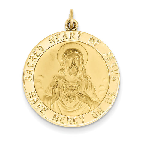 14k Sacred Heart of Jesus Medal Pendant XAC221 - shirin-diamonds