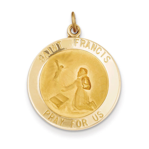 14k Saint Francis Medal Pendant XAC226 - shirin-diamonds