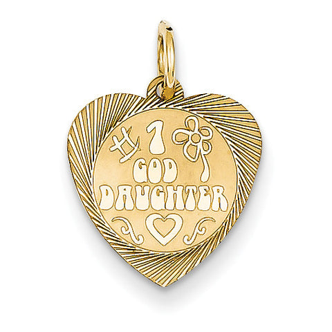14k #1 Goddaughter Heart Disc Charm XAC653 - shirin-diamonds