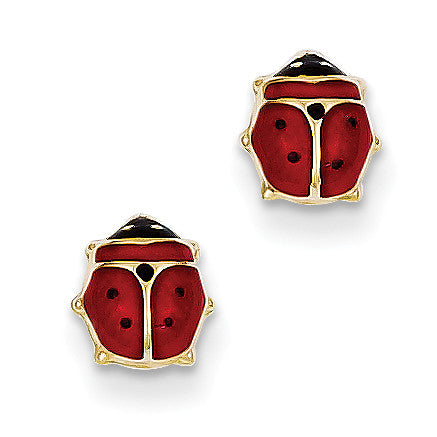 14k Enameled Ladybug Post Earrings XAC855 - shirin-diamonds