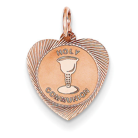 14k Rose Gold Holy Communion Heart Charm XAC888 - shirin-diamonds