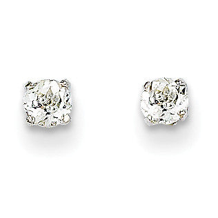 14k White Gold 3mm White Topaz Stud Earrings XBE112 - shirin-diamonds