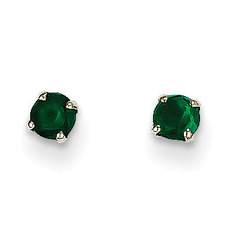 14k White Gold 3mm Emerald Stud Earrings XBE113 - shirin-diamonds