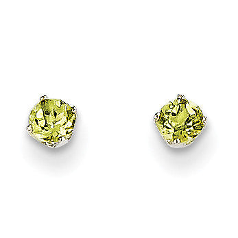 14k White Gold 3mm Peridot Stud Earrings XBE116 - shirin-diamonds