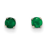 14k White Gold 4mm Emerald Stud Earrings XBE125 - shirin-diamonds
