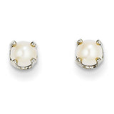 14k White Gold 4mm FW Cultured Pearl Stud Earrings XBE126 - shirin-diamonds