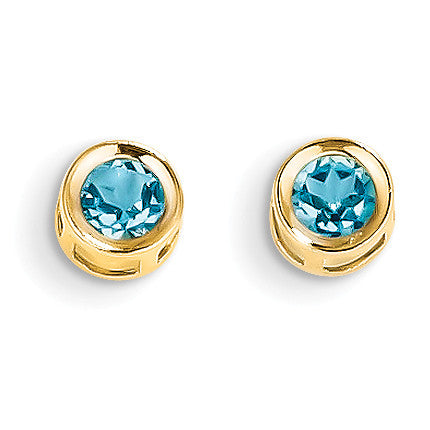 14k Blue topaz Earrings - December XBE12 - shirin-diamonds