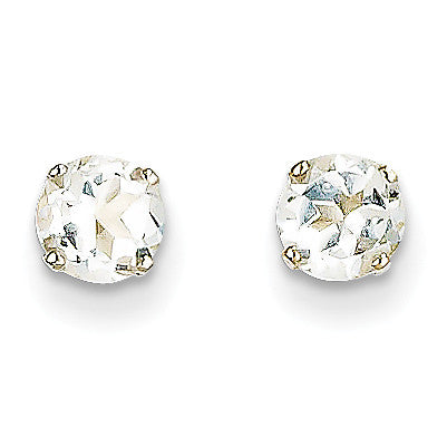 14k White Gold 5mm White Topaz Stud Earrings XBE136 - shirin-diamonds