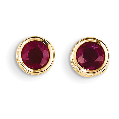 14k 5mm Bezel Ruby Stud Earrings XBE150 - shirin-diamonds