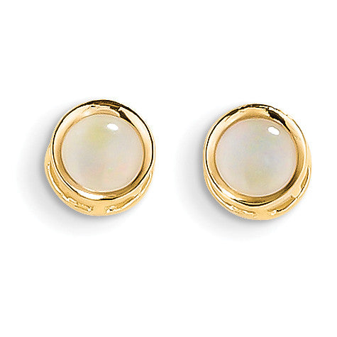 14k 5mm Bezel Opal Stud Earrings XBE153 - shirin-diamonds