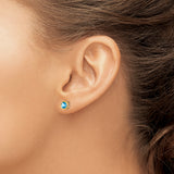 14k 5mm Bezel Blue Topaz Stud Earrings XBE155