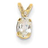 14k Diamond & White Topaz Birthstone Pendant XBE159 - shirin-diamonds
