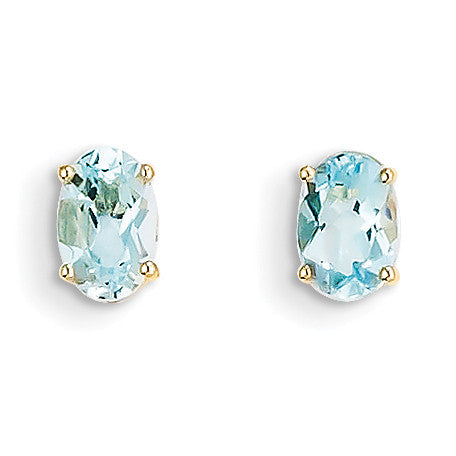 14k 6x4 Oval March/Aquamarine Post Earrings XBE15 - shirin-diamonds