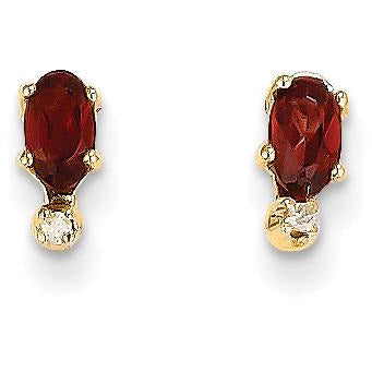 14k Diamond & Garnet Birthstone Earrings XBE180 - shirin-diamonds