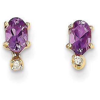 14k Diamond & Amethyst Birthstone Earrings XBE181 - shirin-diamonds