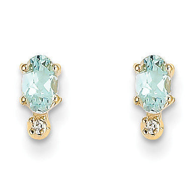 14k Diamond & Aquamarine Birthstone Earrings XBE182 - shirin-diamonds