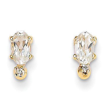 14k Diamond & White Topaz Birthstone Earrings XBE183 - shirin-diamonds