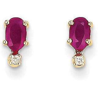 14k Diamond & Ruby Birthstone Earrings XBE186 - shirin-diamonds