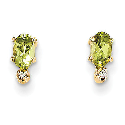 14k Diamond & Peridot Birthstone Earrings XBE187 - shirin-diamonds