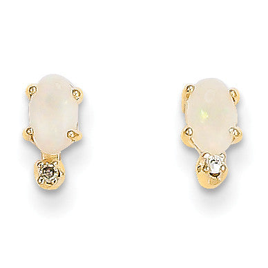 14k Diamond & Opal Birthstone Earrings XBE189 - shirin-diamonds