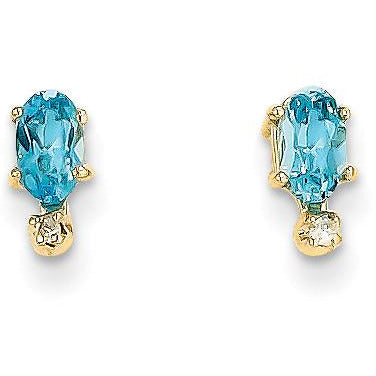 14k Diamond & Blue Topaz Birthstone Earrings XBE191 - shirin-diamonds