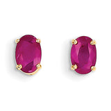 14k 6x4 Oval July/Ruby Post Earrings XBE19 - shirin-diamonds