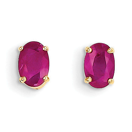 14k 6x4 Oval July/Ruby Post Earrings XBE19 - shirin-diamonds