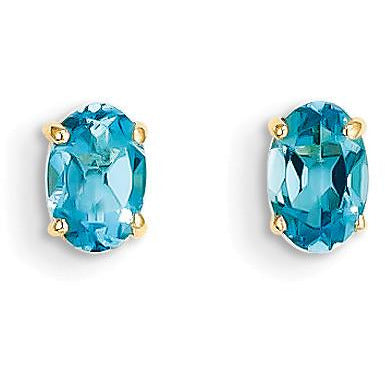 14k 6x4 Oval December/Blue Topaz Post Earrings XBE24 - shirin-diamonds