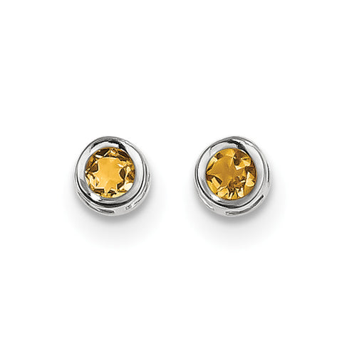 14k White Gold November 4mm Citrine Earrings XBE251 - shirin-diamonds