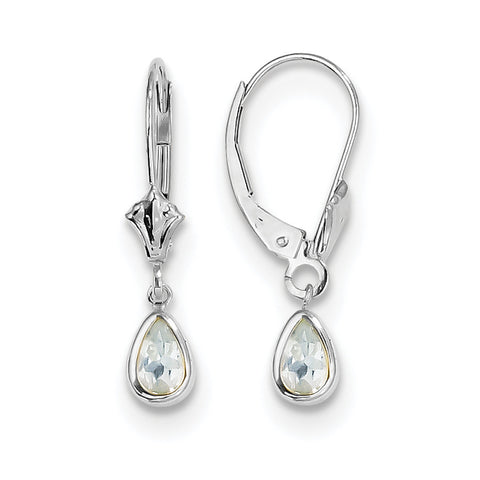 14k White Gold  6x4mm Aquamarine/March Earrings XBE279 - shirin-diamonds