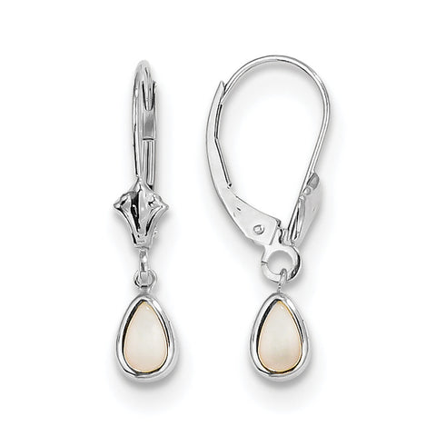 14k White Gold 6x4mm Opal/October Earrings XBE286 - shirin-diamonds