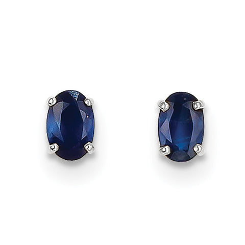 14k White Gold 6x4mm Sapphire Earrings XBE309 - shirin-diamonds