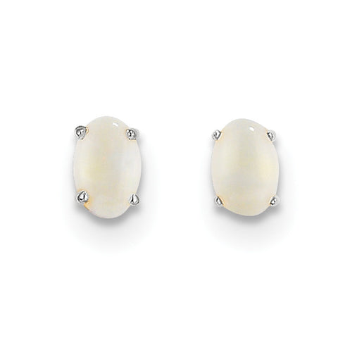 14k White Gold 6x4mm Opal Earrings XBE310 - shirin-diamonds