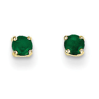 14k Yellow Gold 3mm May/Emerald Post Earrings XBE41 - shirin-diamonds