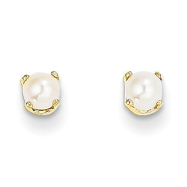 14k 3mm June/FW Cultured Pearl Post Earrings XBE42 - shirin-diamonds