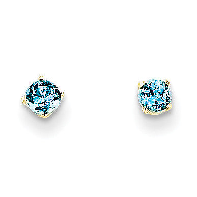14k 3mm December/Blue Topaz Post Earrings XBE48 - shirin-diamonds