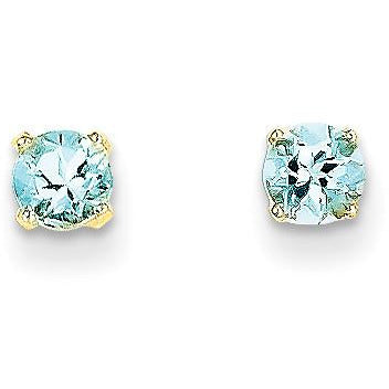 14k 4mm March/Aquamarine Post Earrings XBE51 - shirin-diamonds