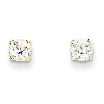 14k 4mm April/White Topaz Post Earrings XBE52 - shirin-diamonds