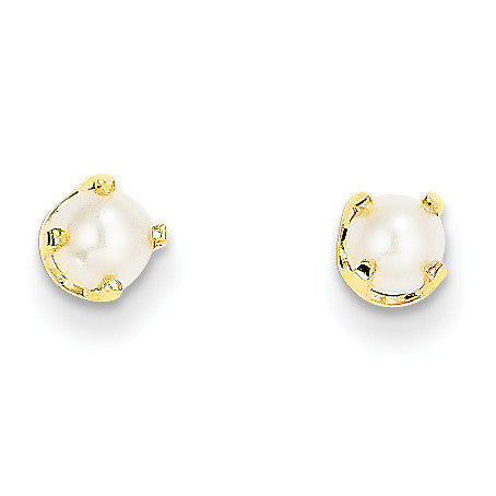 14k 4mm June/FW Cultured Pearl Post Earrings XBE54 - shirin-diamonds