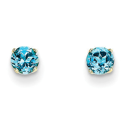14k 4mm December/Blue Topaz Post Earrings XBE60 - shirin-diamonds