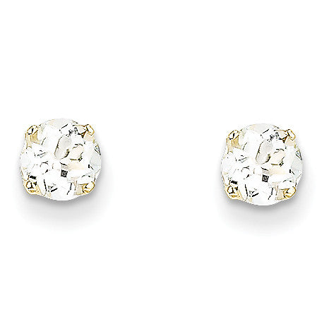 14k 5mm White Topaz Earrings - April XBE64 - shirin-diamonds