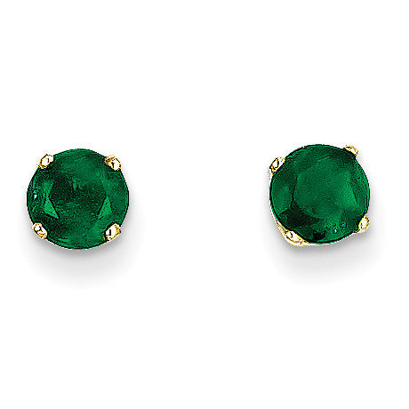14k 5mm Emerald Earrings - May XBE65 - shirin-diamonds