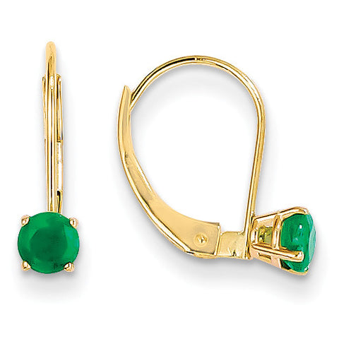 14k 4mm Round May/Emerald Leverback Earrings XBE77 - shirin-diamonds