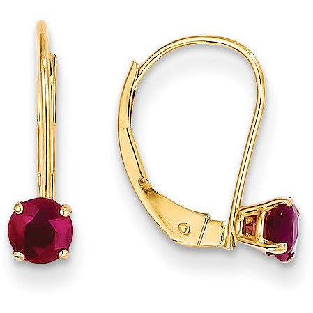 14k 4mm Round July/Ruby Leverback Earrings XBE79 - shirin-diamonds